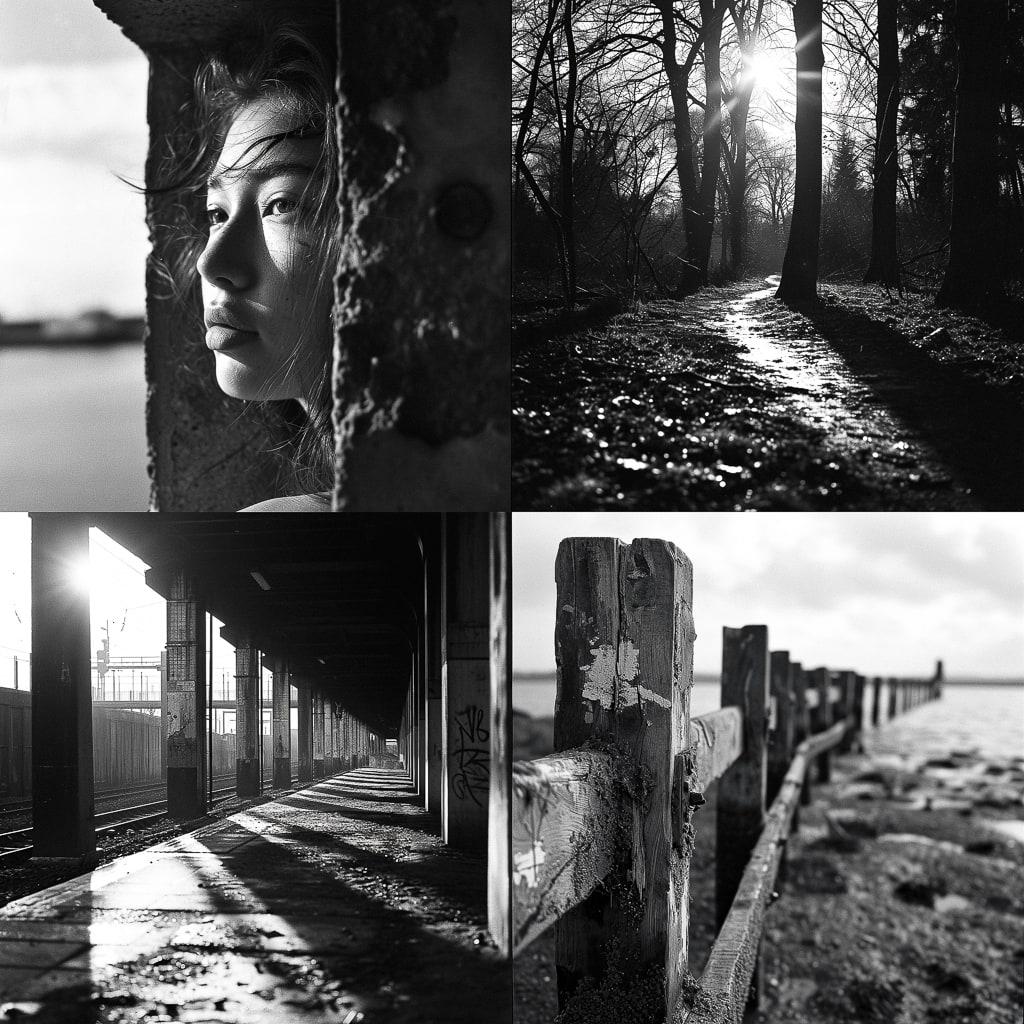 Ilford FP4 125 style, Midjourney V6, render 1 of 4