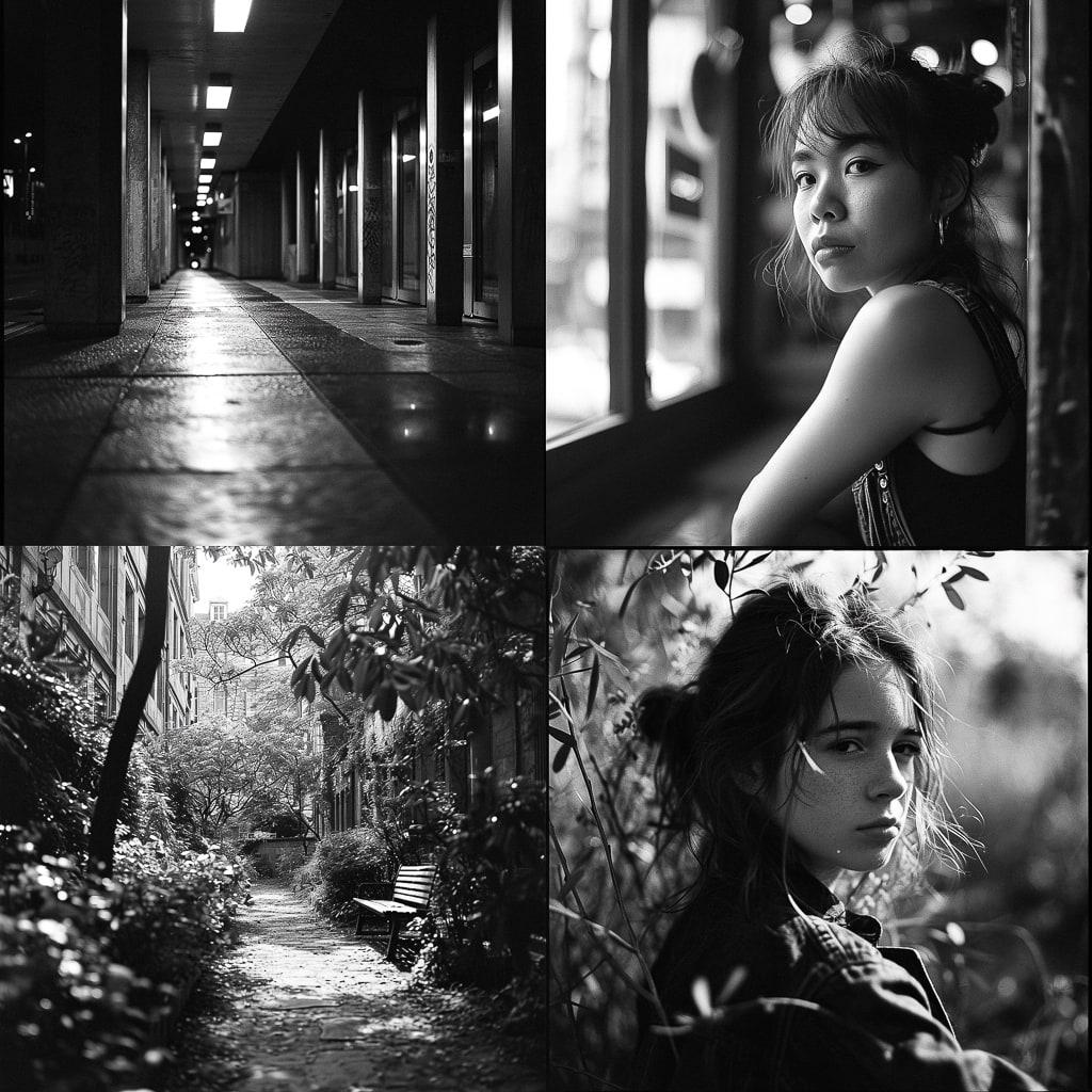 Ilford HP5+ 400 style, Midjourney V6, render 1 of 4