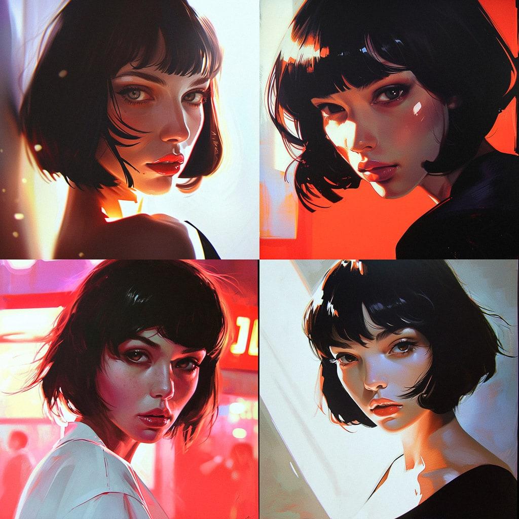 Ilya Kuvshinov style, Midjourney V6, render 1 of 4