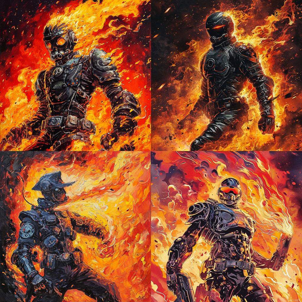 Inferno Cop style, Midjourney V6, render 1 of 4
