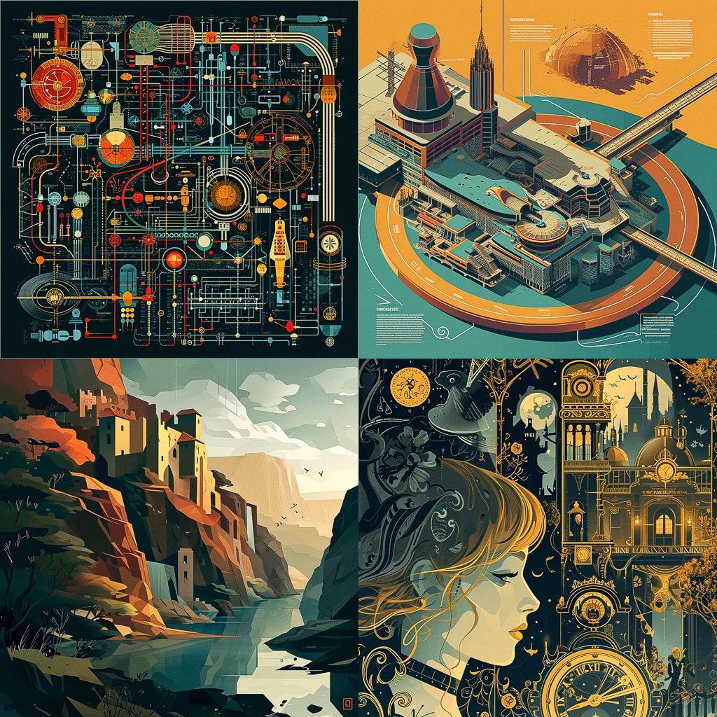 Infographic style, Midjourney V6, render 1 of 4