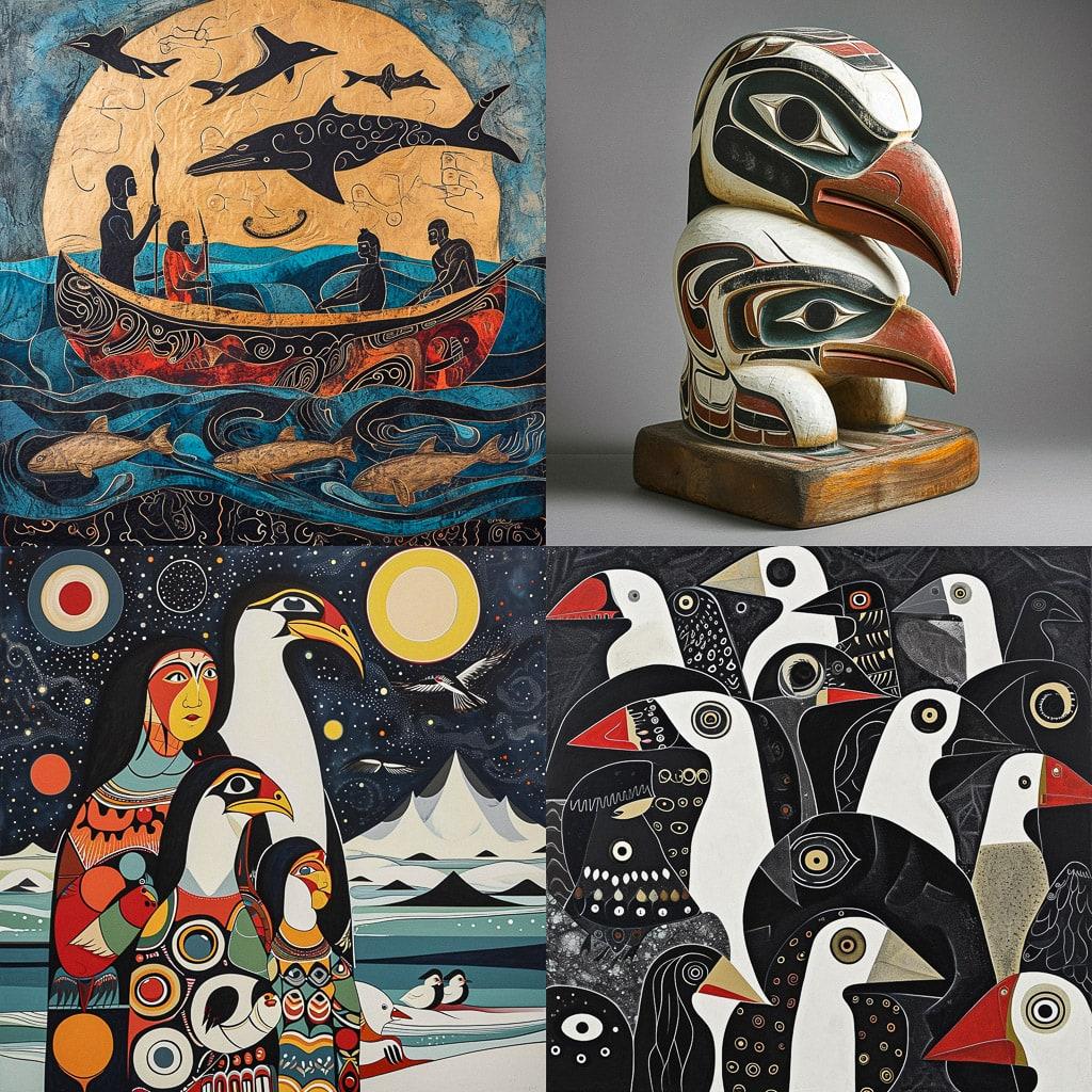 Inuit art style, Midjourney V6, render 1 of 4