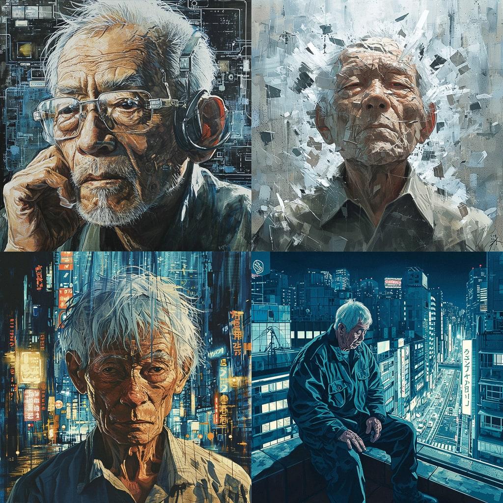 Inuyashiki style, Midjourney V6, render 1 of 4