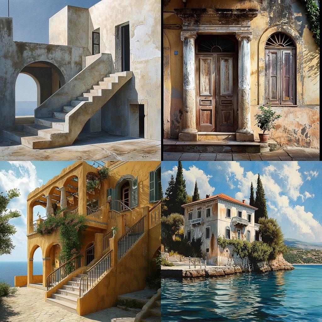 Ionian architecture style, Midjourney V6, render 1 of 4
