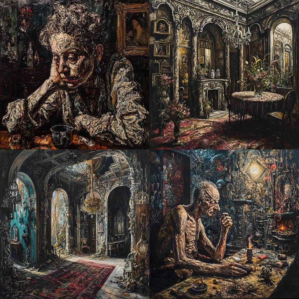Ivan Albright style, Midjourney V6, render 1 of 4