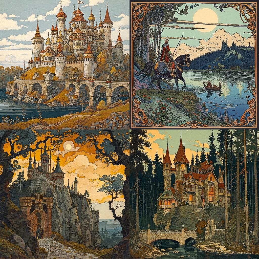 Ivan Bilibin style, Midjourney V6, render 1 of 4