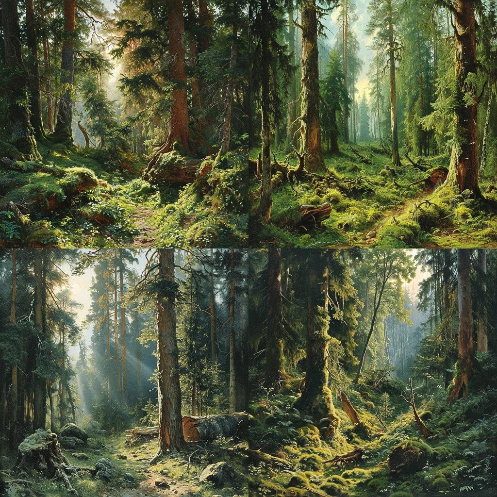 Ivan Shishkin style, Midjourney V6, render 1 of 4