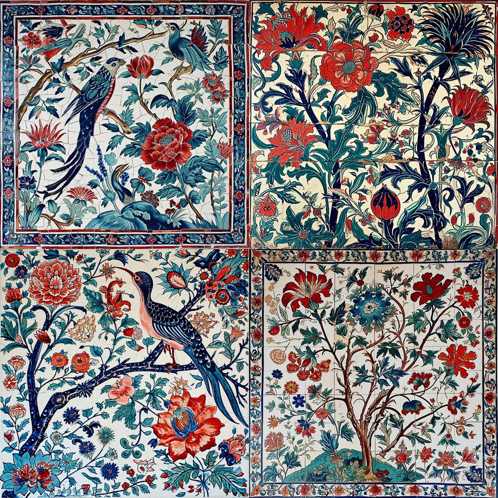 Iznik tiles style, Midjourney V6, render 1 of 4