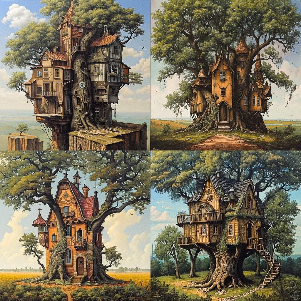 Jacek Yerka style, Midjourney V6, render 1 of 4