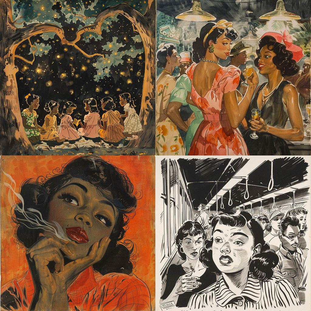 Jackie Ormes style, Midjourney V6, render 1 of 4