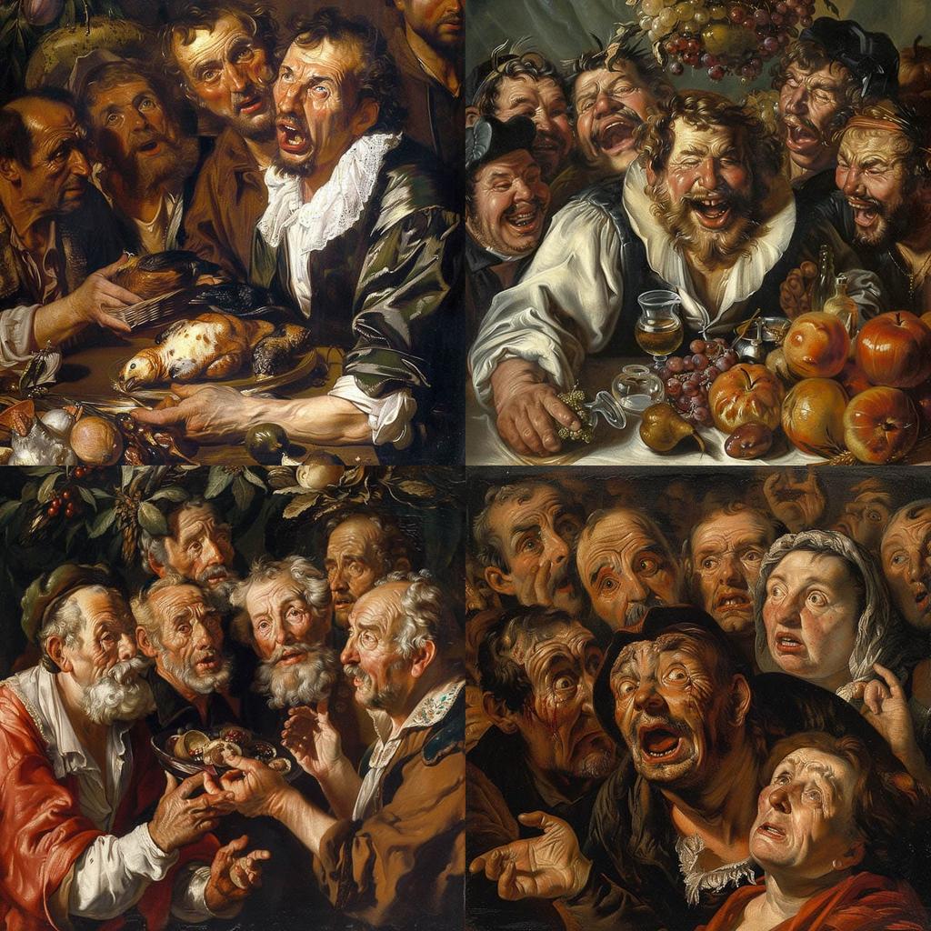 Jacob Jordaens style, Midjourney V6, render 1 of 4