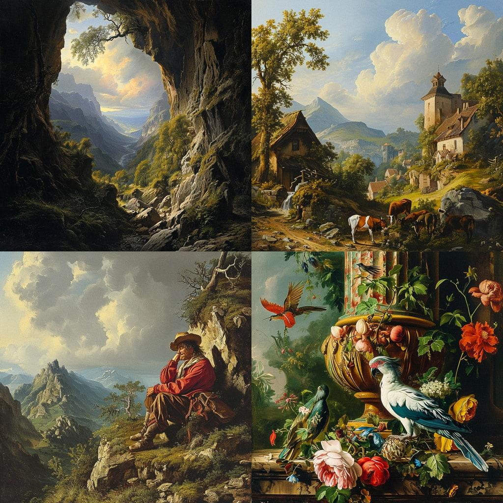 Jacob Philipp Hackert style, Midjourney V6, render 1 of 4