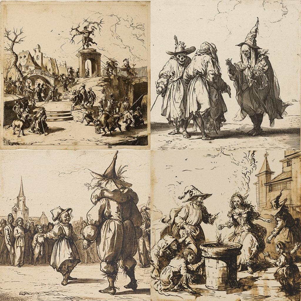 Jacques Callot style, Midjourney V6, render 1 of 4