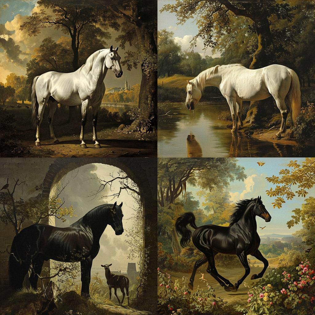 Jacques-Laurent Agasse style, Midjourney V6, render 1 of 4
