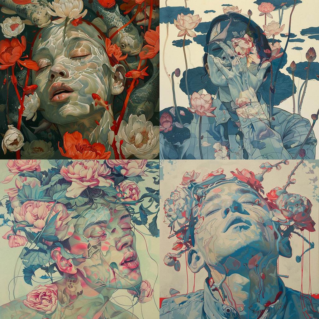 James Jean style, Midjourney V6, render 1 of 4