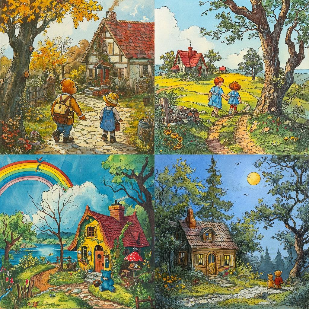 Jan Berenstain style, Midjourney V6, render 1 of 4
