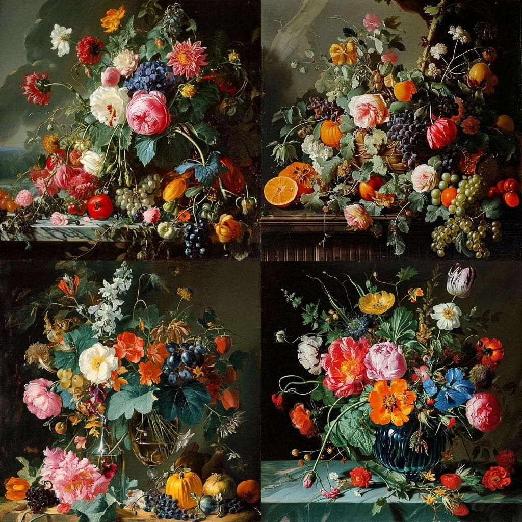 Jan Davidsz de Heem style, Midjourney V6, render 1 of 4