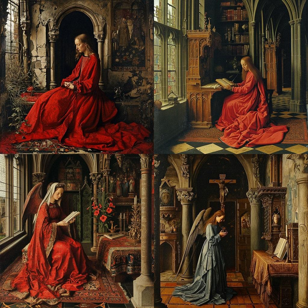 Jan Van Eyck style, Midjourney V6, render 1 of 4
