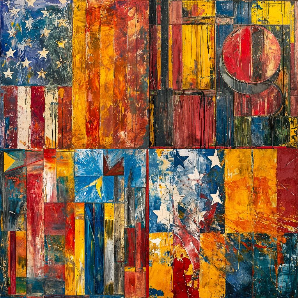 Jasper Johns style, Midjourney V6, render 1 of 4