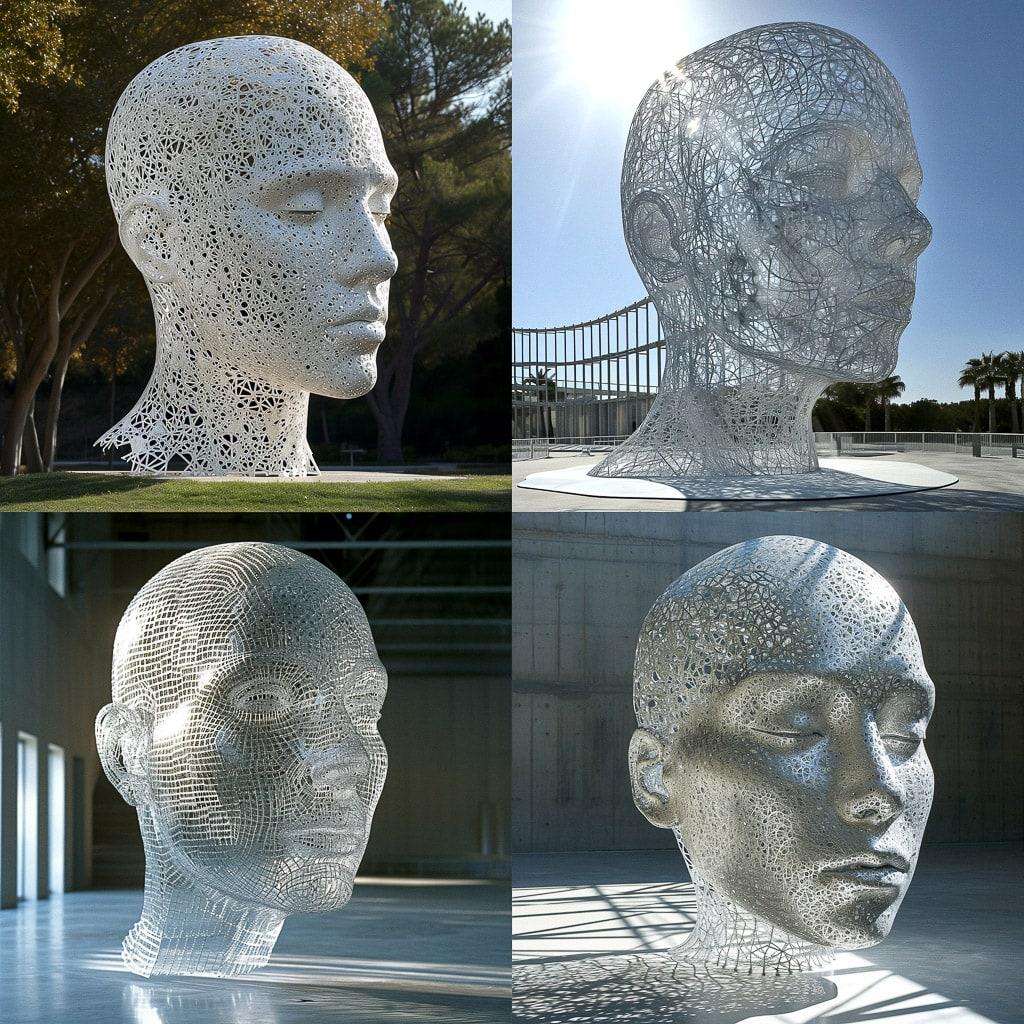 Jaume Plensa style, Midjourney V6, render 1 of 4