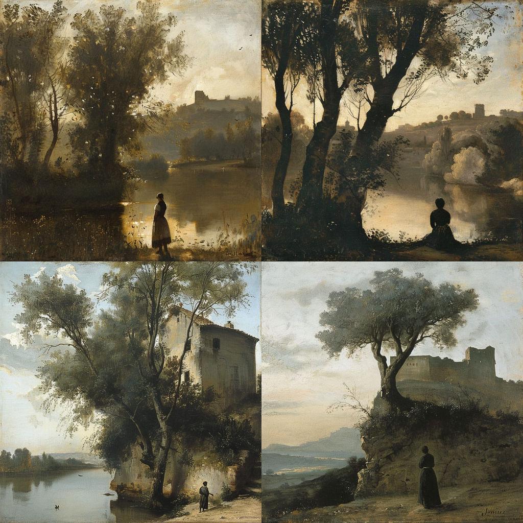 Jean-Baptiste Corot style, Midjourney V6, render 1 of 4