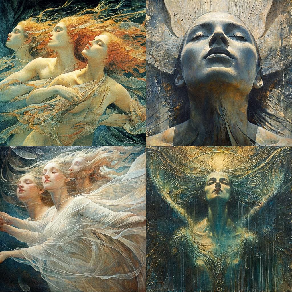 Jean Delville style, Midjourney V6, render 1 of 4