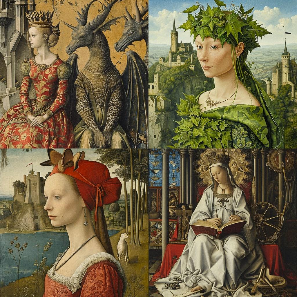 Jean Fouquet style, Midjourney V6, render 1 of 4