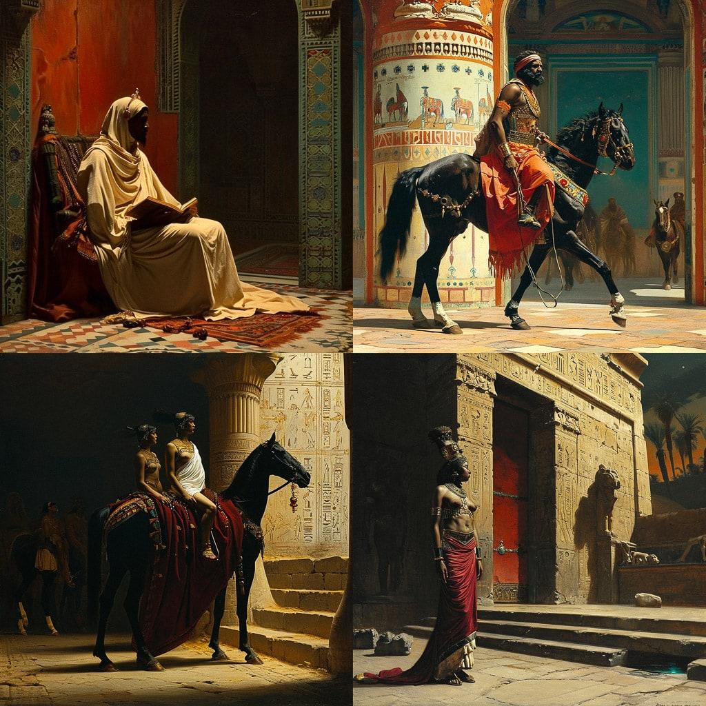 Jean-Leon Gerome style, Midjourney V6, render 1 of 4