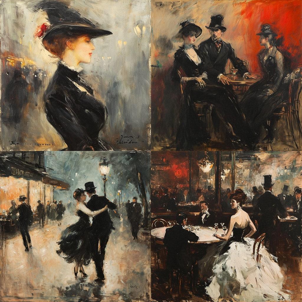 Jean-Louis Forain style, Midjourney V6, render 1 of 4