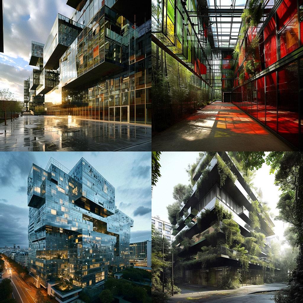 Jean Nouvel style, Midjourney V6, render 1 of 4