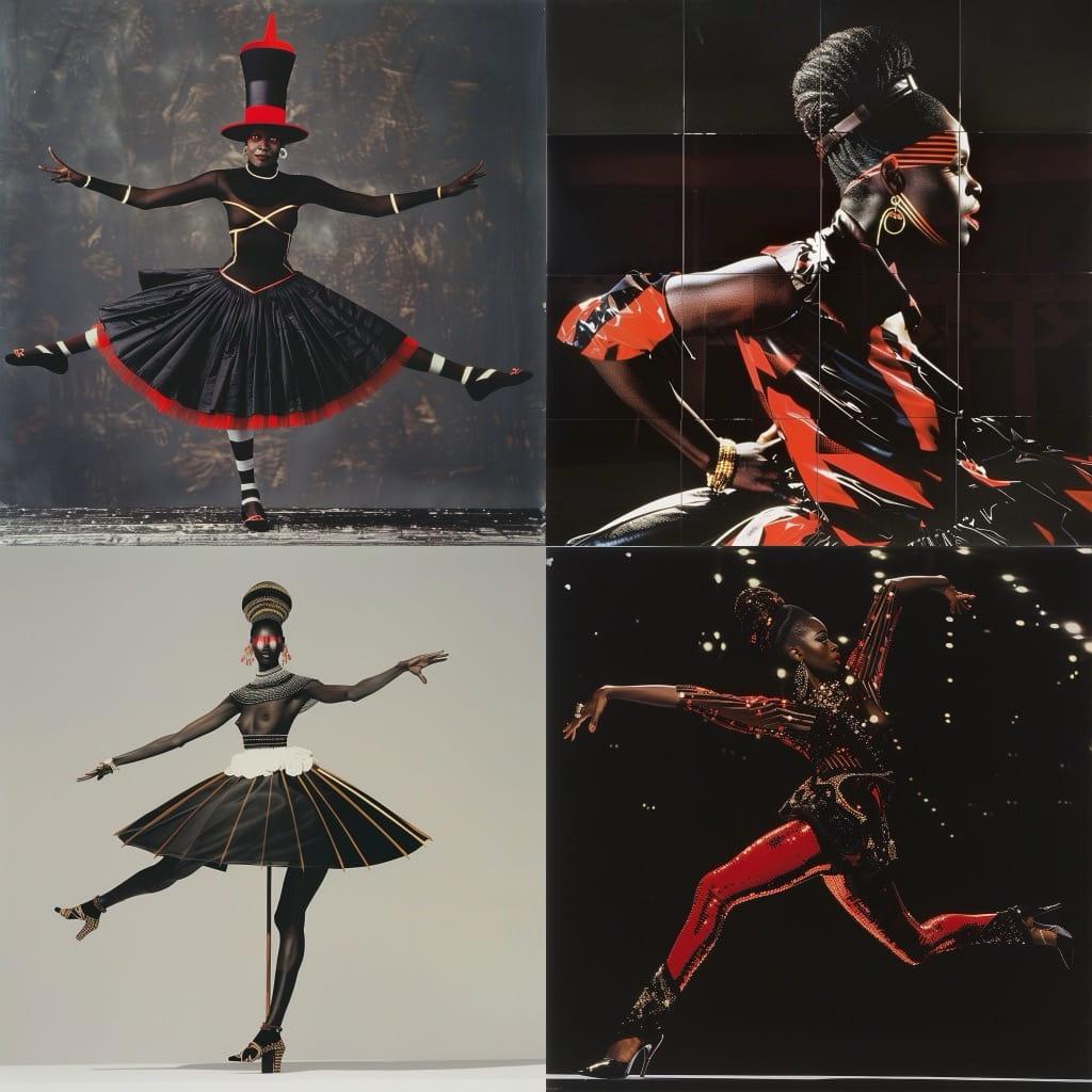 Jean-Paul Goude style, Midjourney V6, render 1 of 4