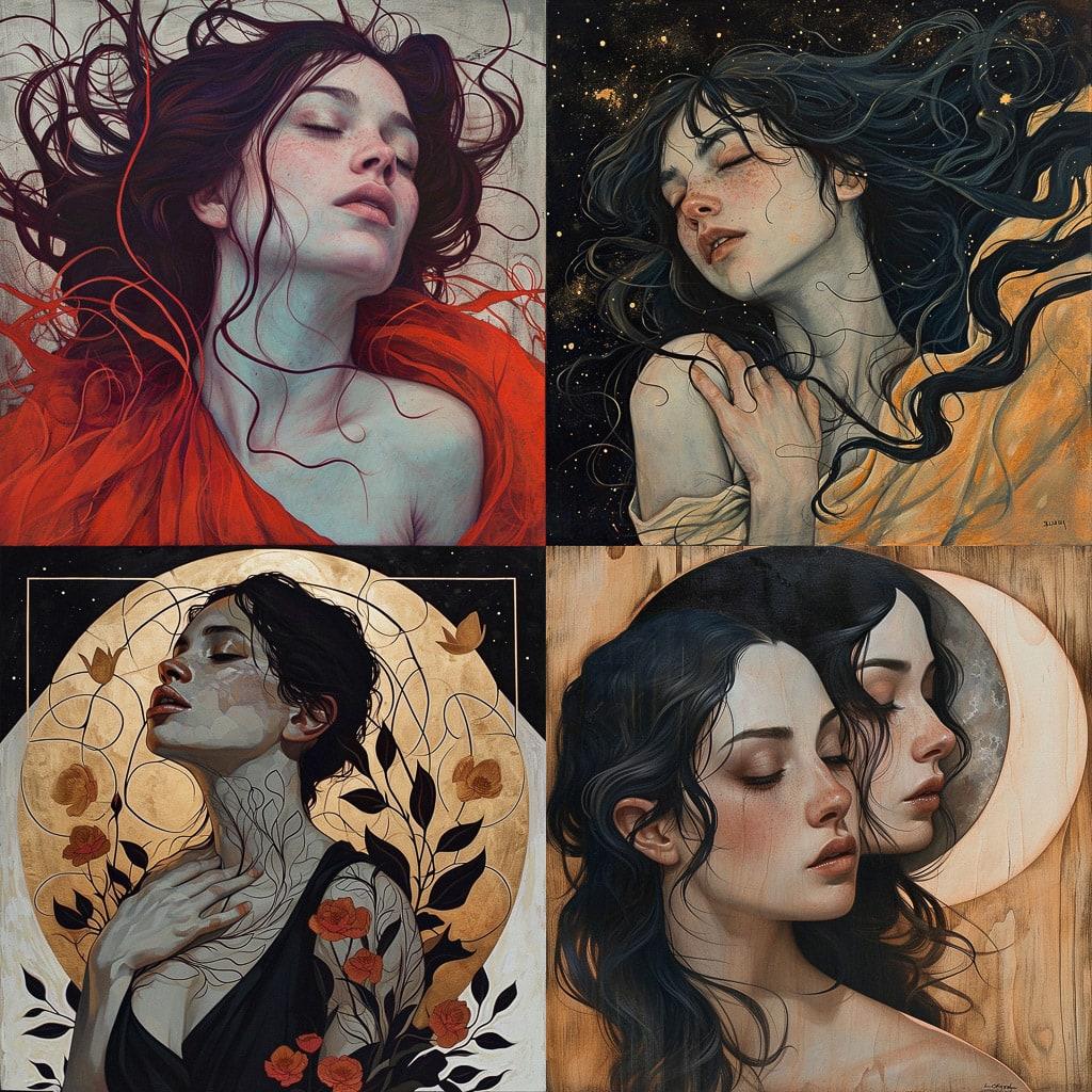 Jenny Frison style, Midjourney V6, render 1 of 4