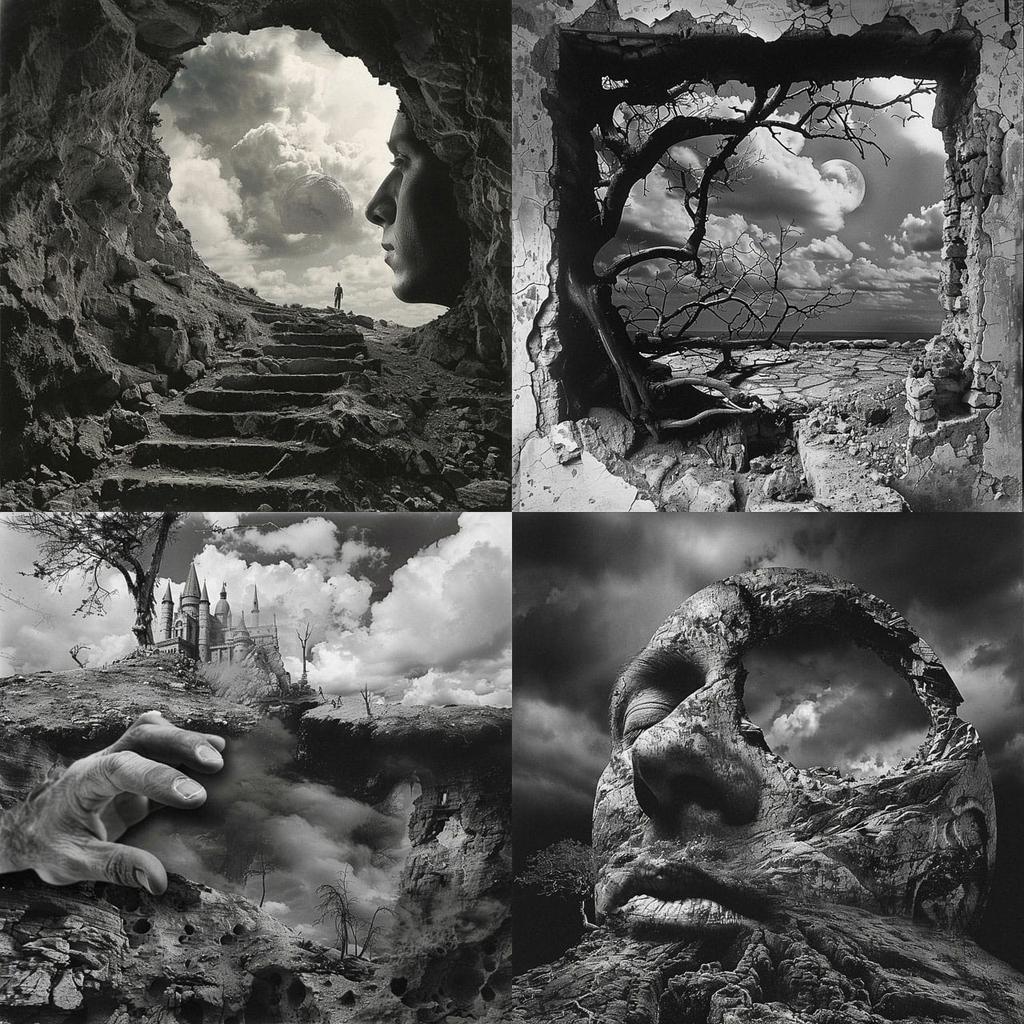 Jerry N. Uelsmann style, Midjourney V6, render 1 of 4