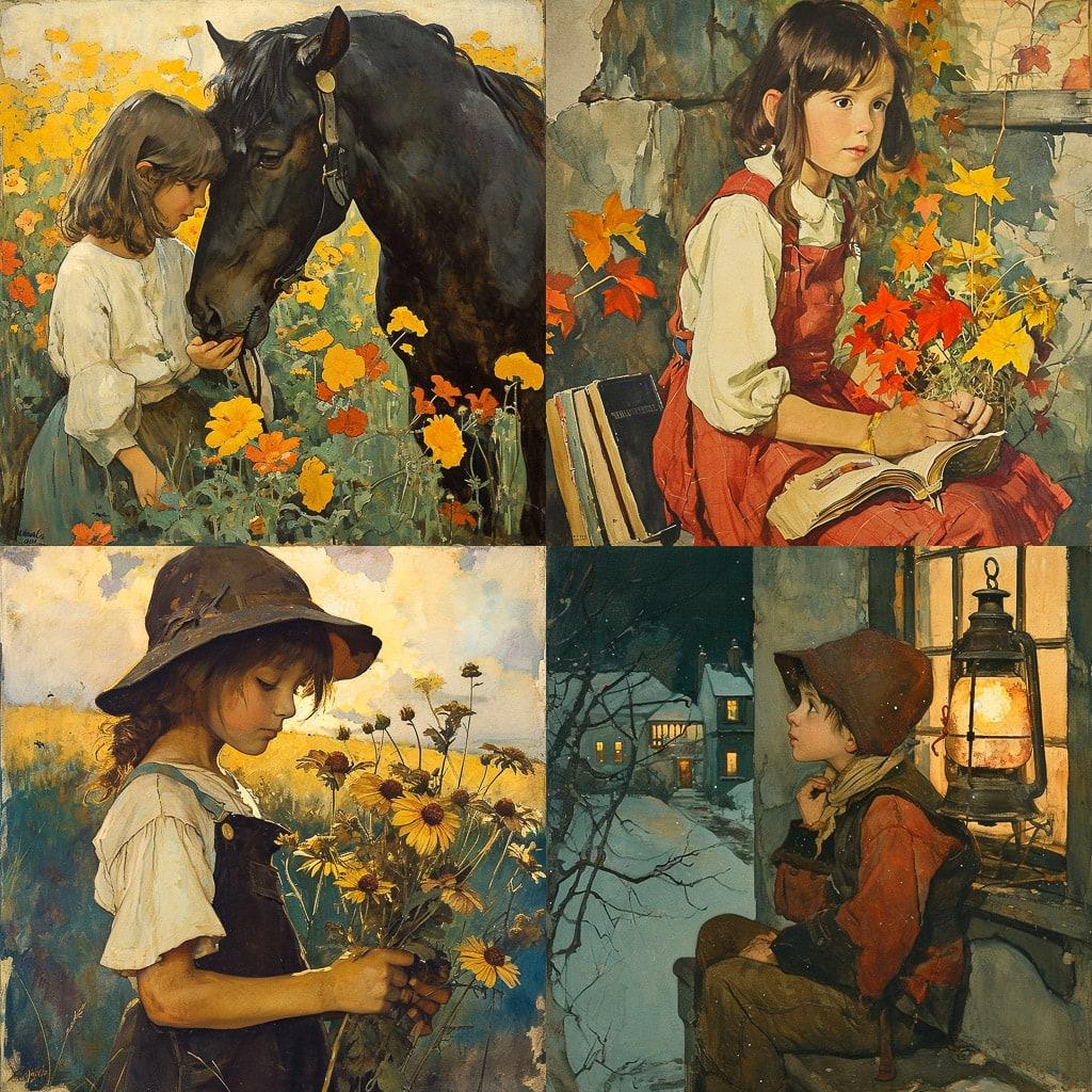 Jessie Willcox Smith style, Midjourney V6, render 1 of 4