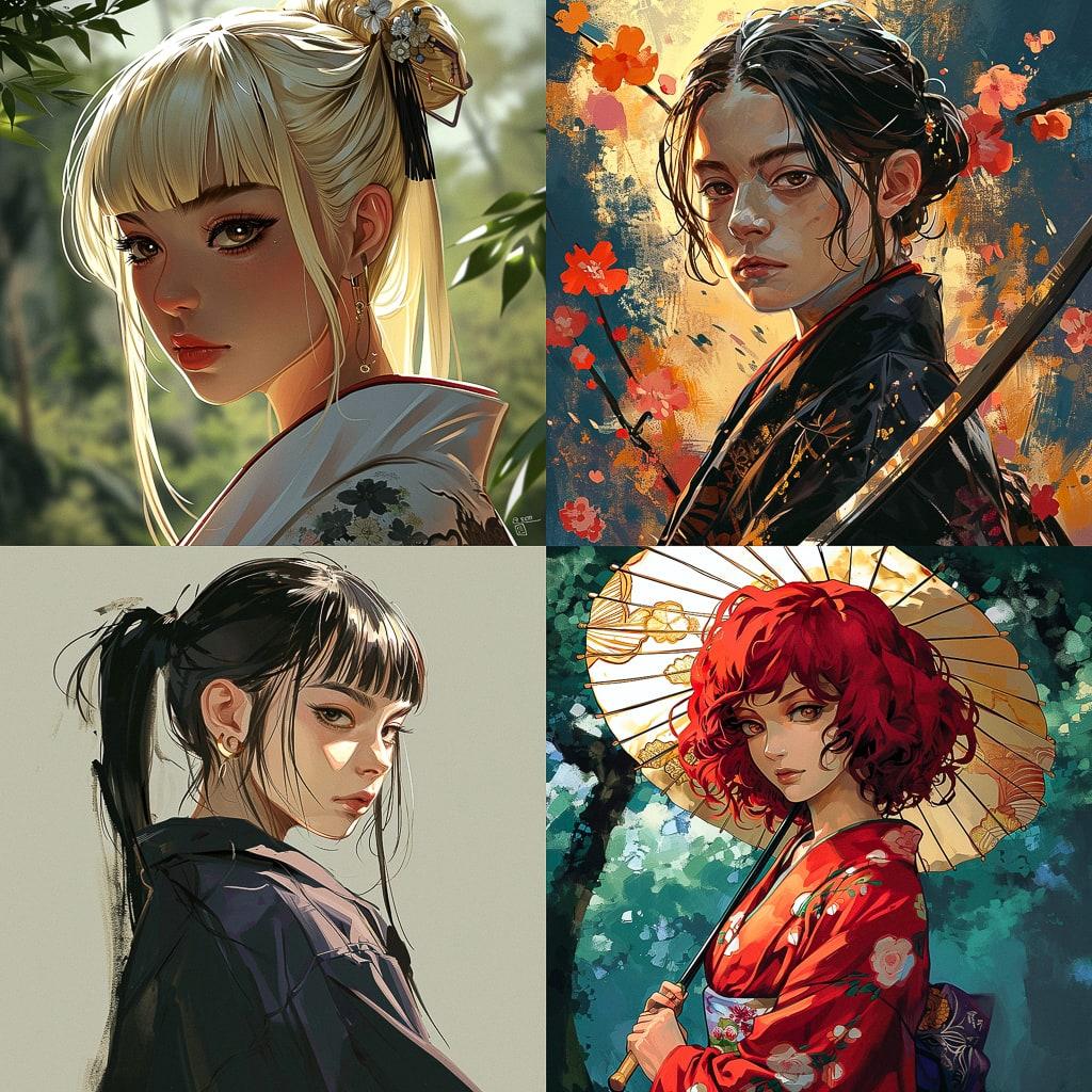 Jidaimono anime style style, Midjourney V6, render 1 of 4