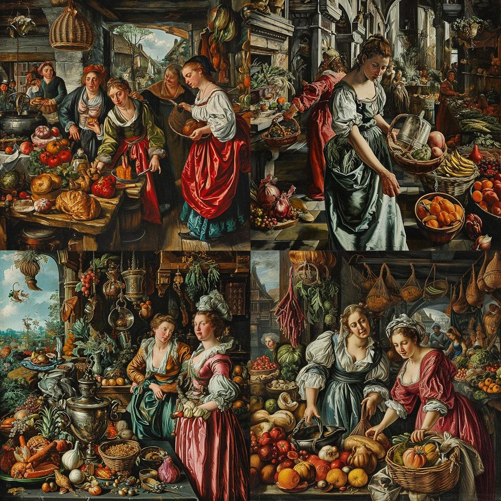 Joachim Beuckelaer style, Midjourney V6, render 1 of 4