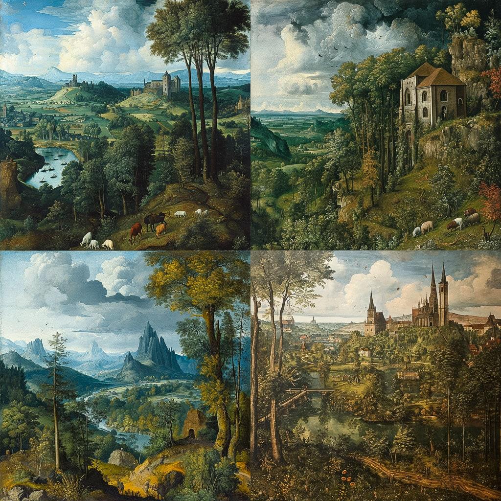 Joachim Patinir style, Midjourney V6, render 1 of 4