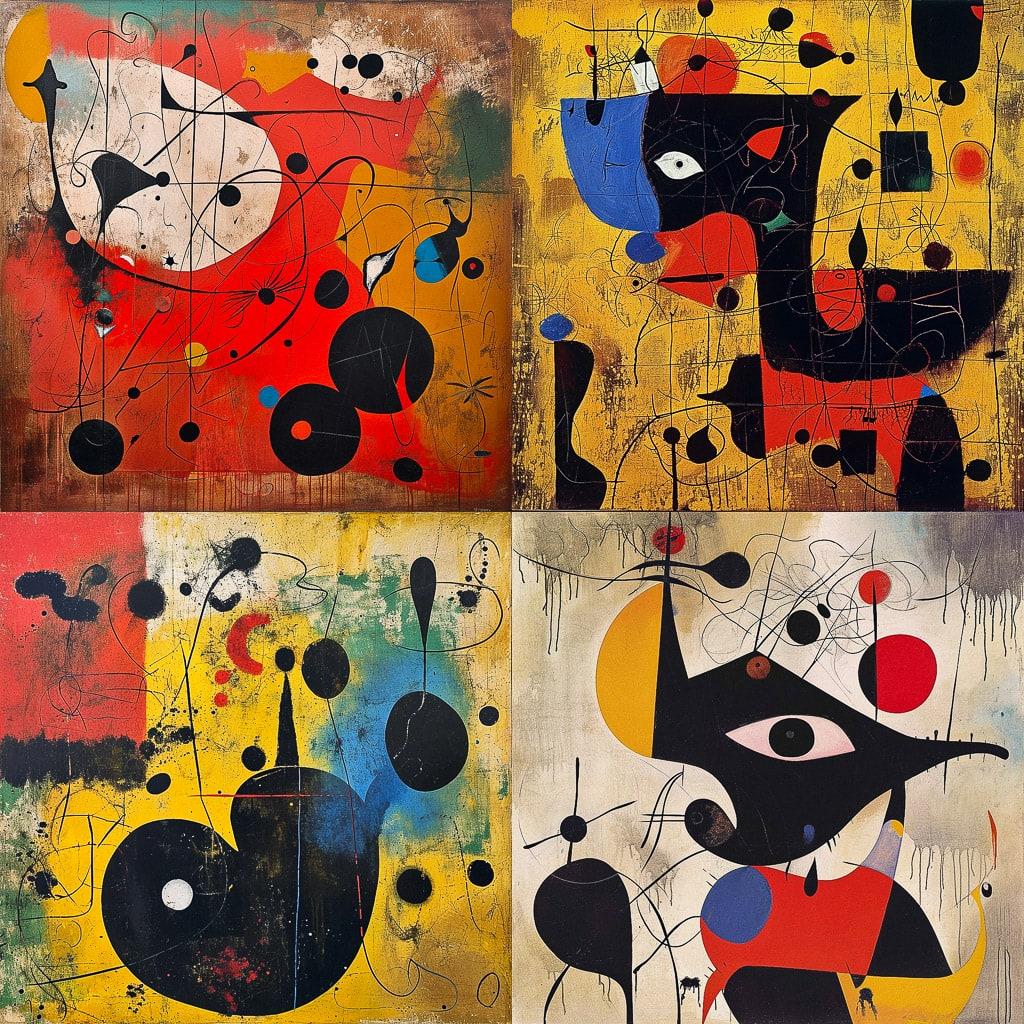 Joan Miro style, Midjourney V6, render 1 of 4