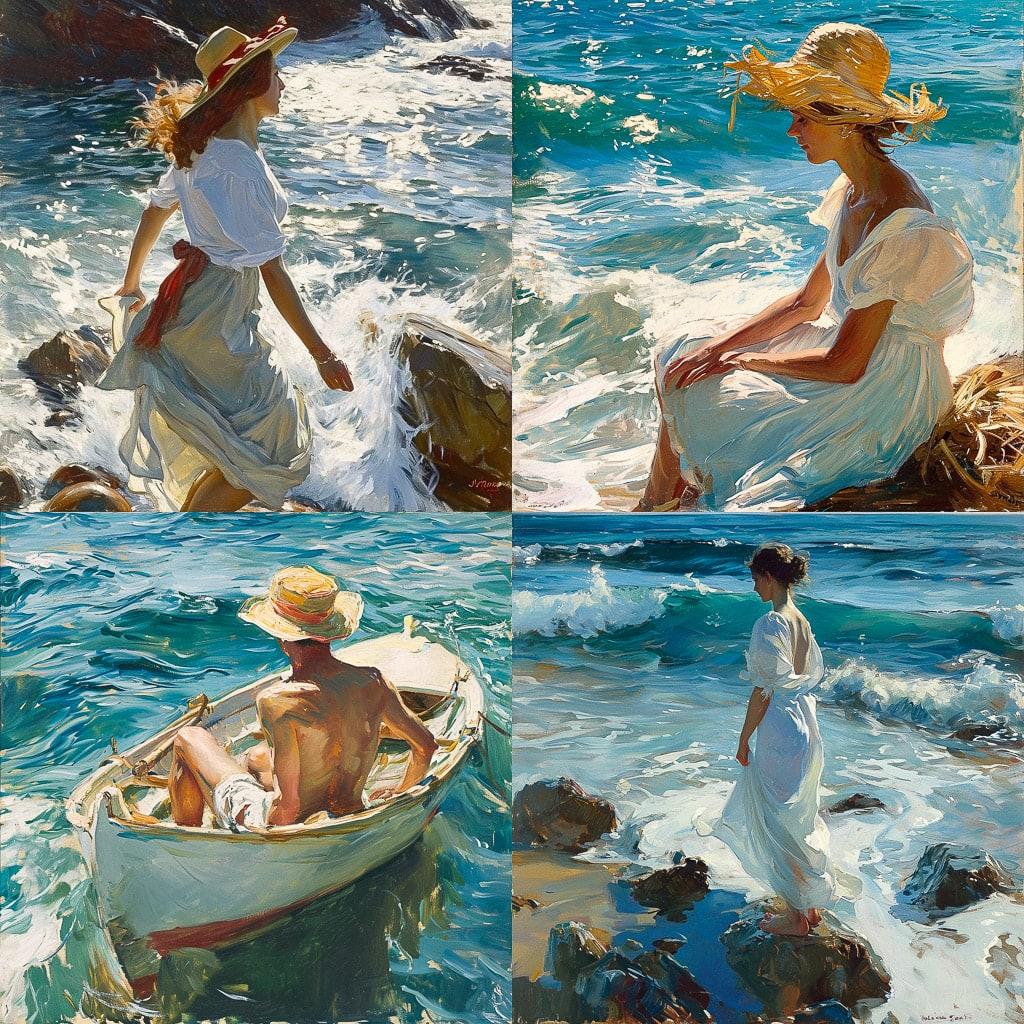 Joaquin Sorolla style, Midjourney V6, render 1 of 4