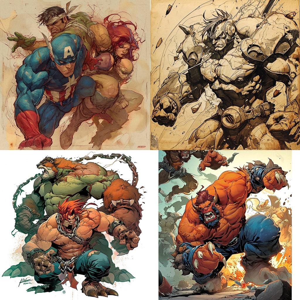 Joe Madureira style, Midjourney V6, render 1 of 4