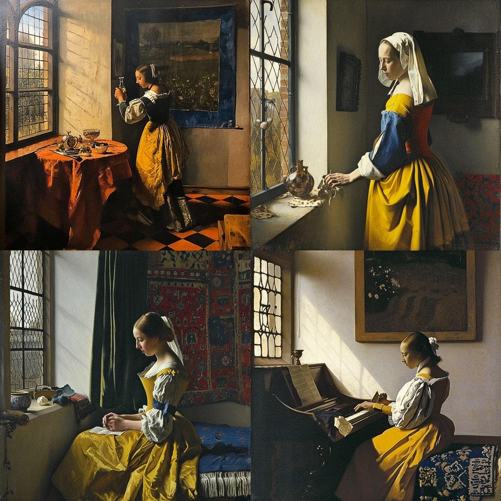 Johannes Vermeer style, Midjourney V6, render 1 of 4