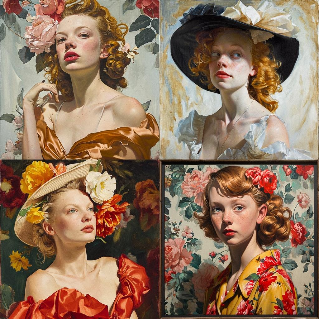 John Currin style, Midjourney V6, render 1 of 4