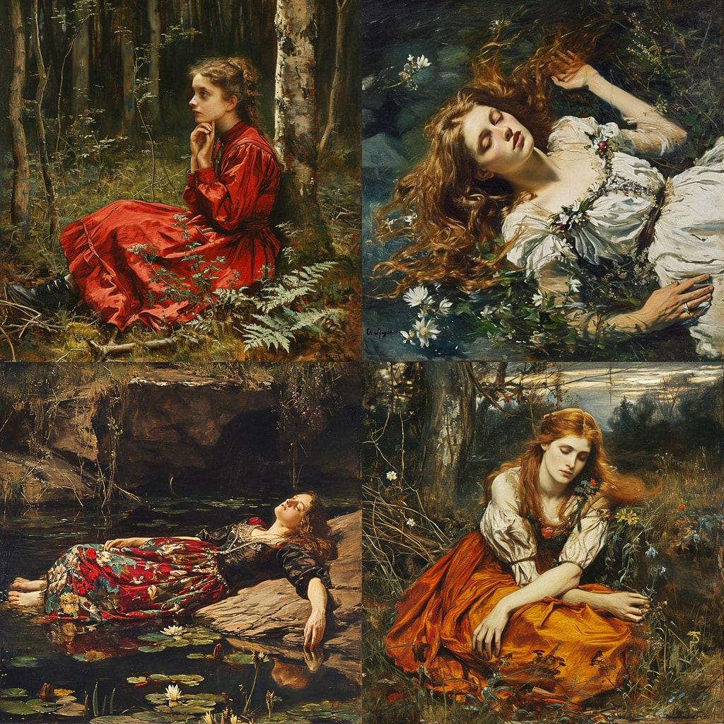 John Everett Millais style, Midjourney V6, render 1 of 4