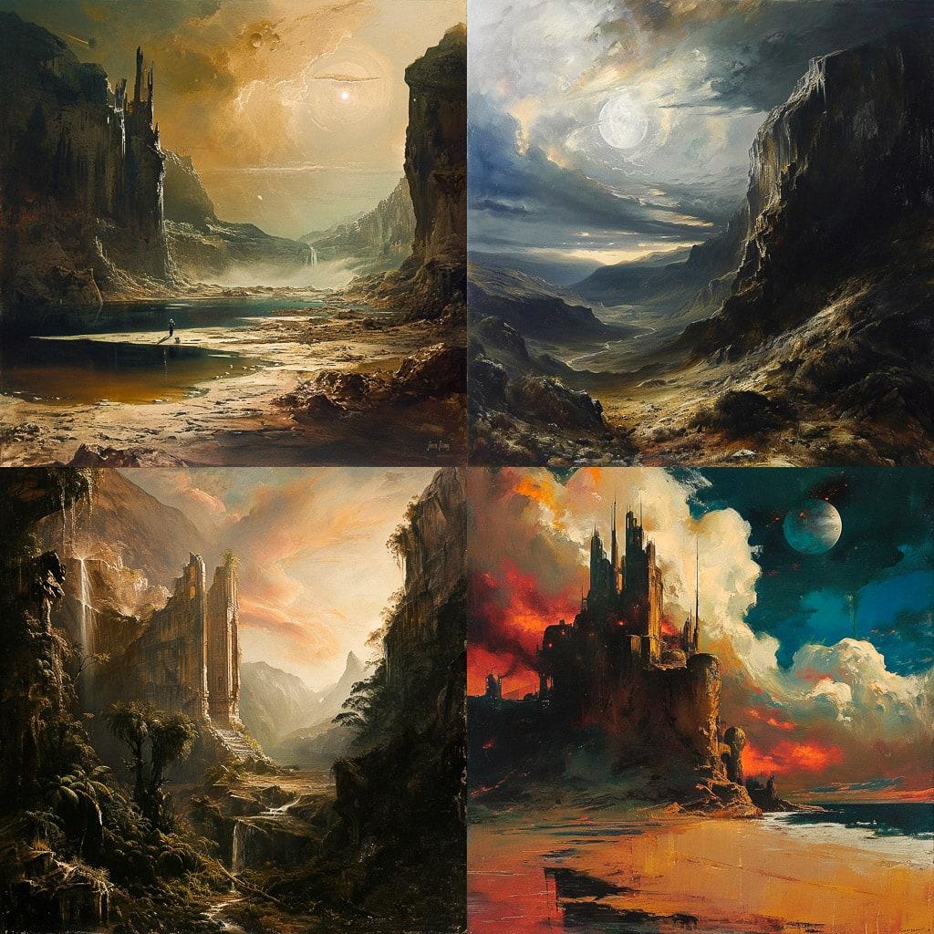 John Martin style, Midjourney V6, render 1 of 4