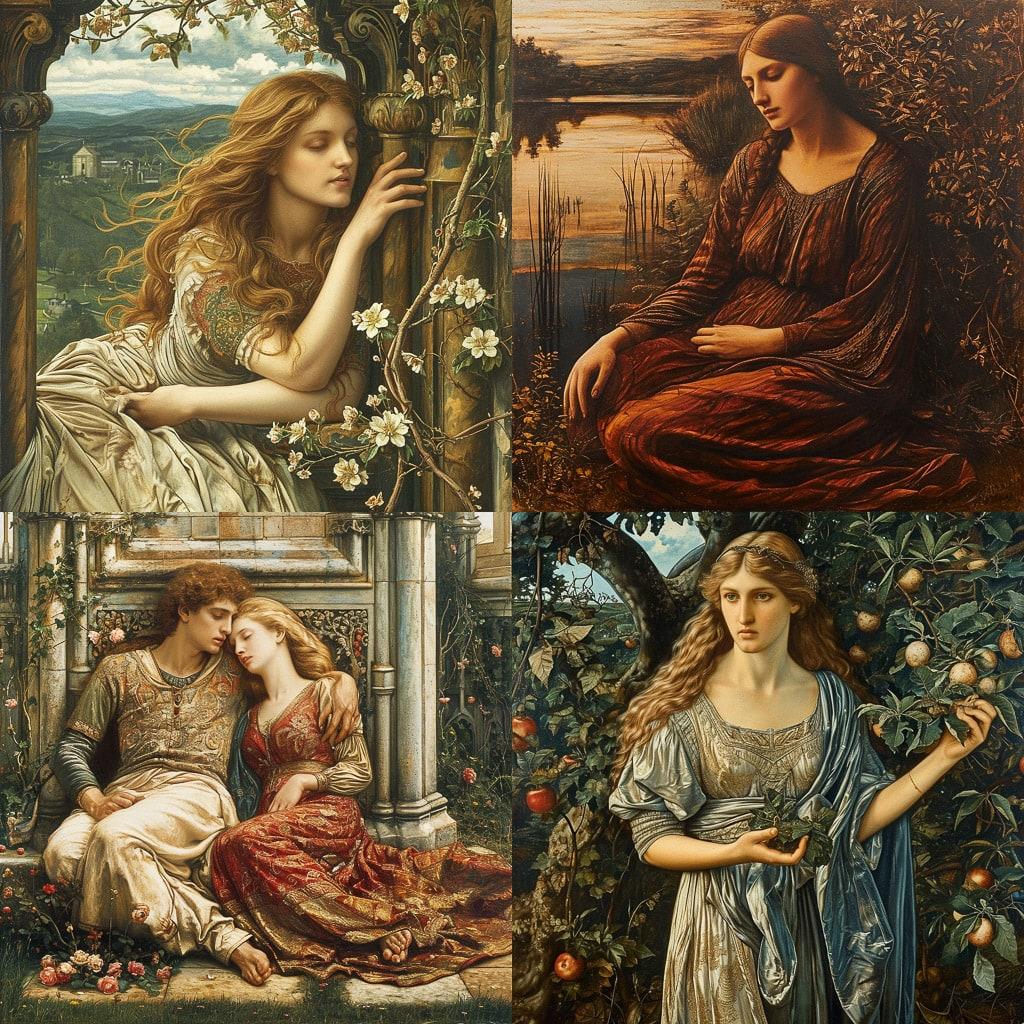 John Melhuish Strudwick style, Midjourney V6, render 1 of 4