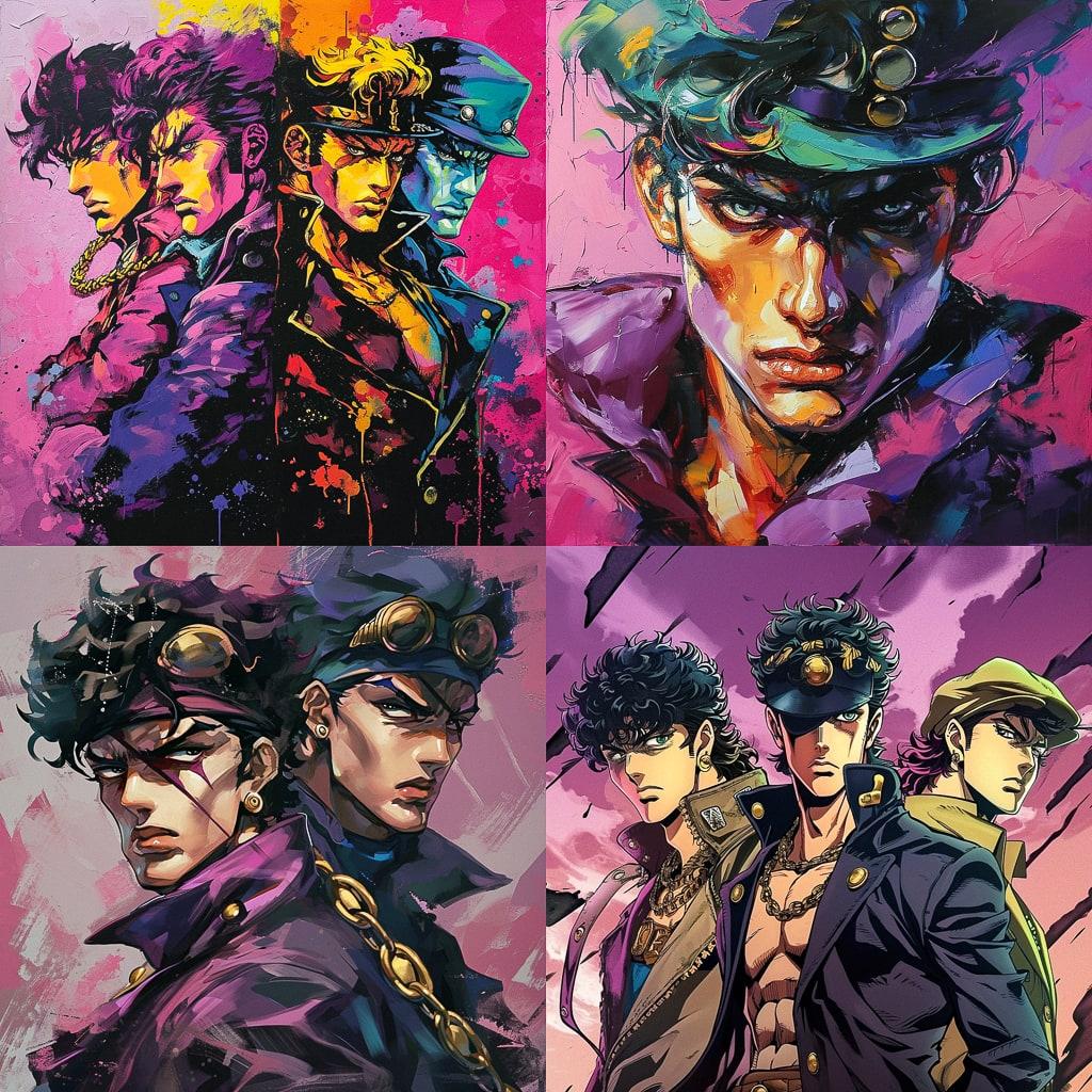 JoJos Bizarre Adventure style, Midjourney V6, render 1 of 4