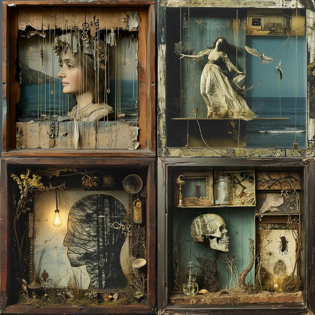 Joseph Cornell style, Midjourney V6, render 1 of 4