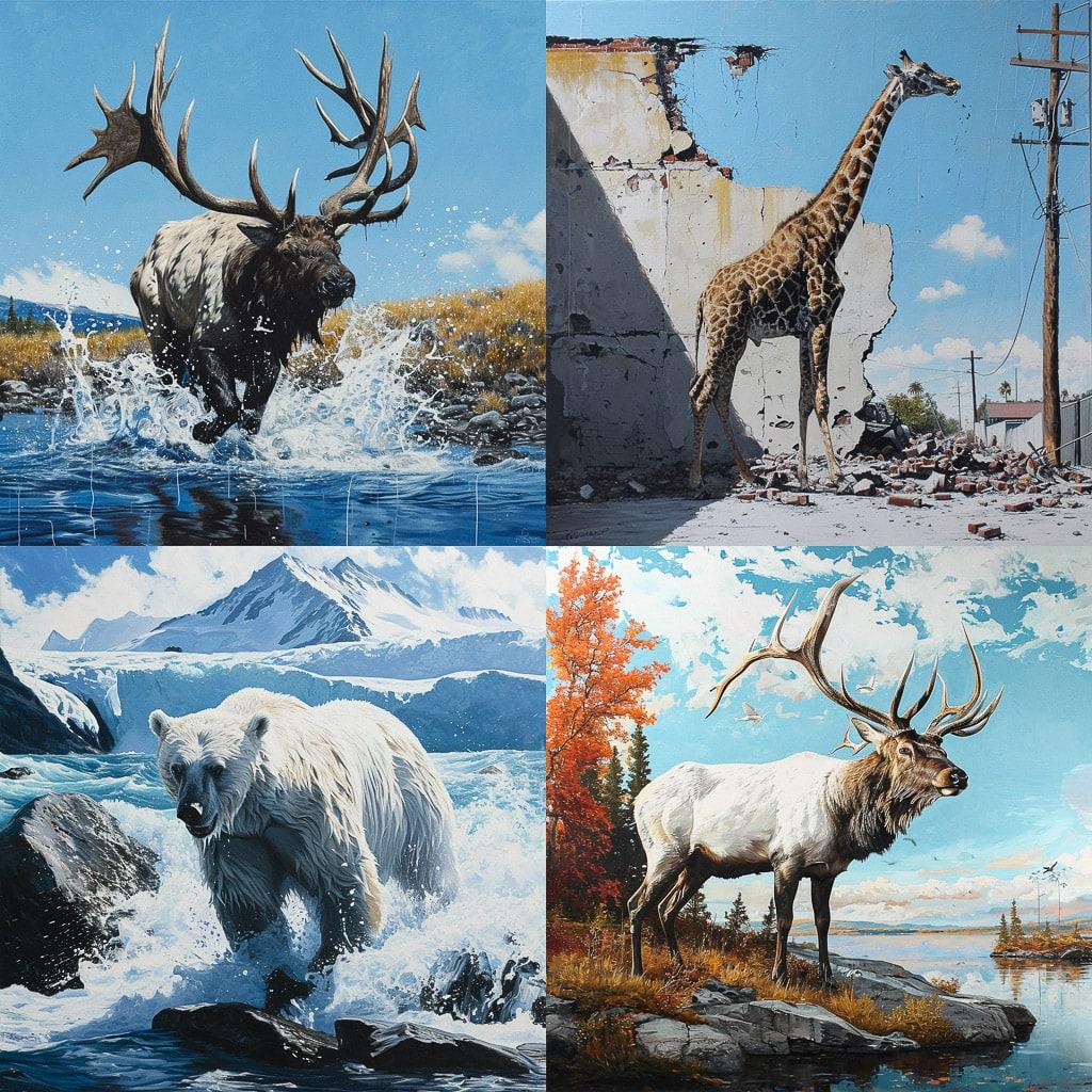 Josh Keyes style, Midjourney V6, render 1 of 4