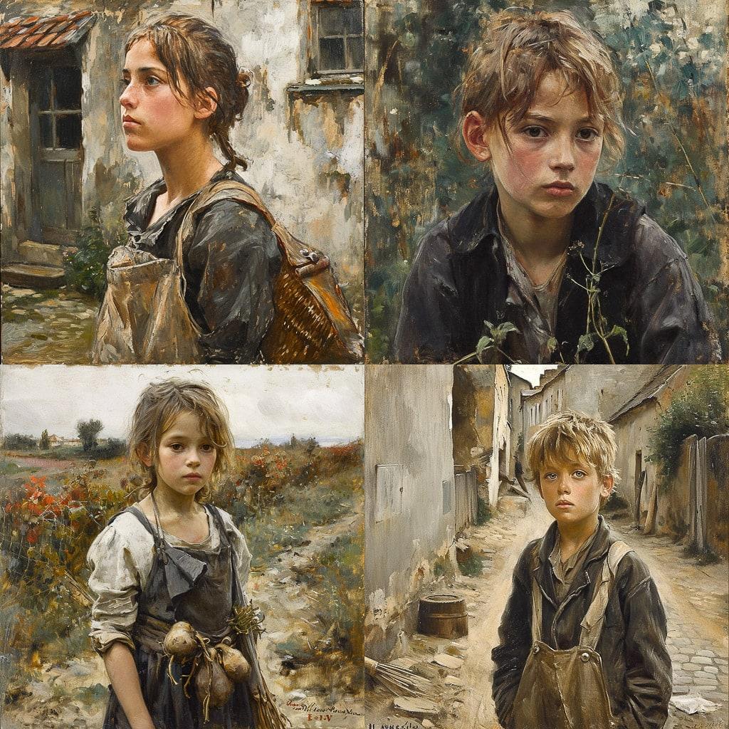 Jules Bastien-Lepage style, Midjourney V6, render 1 of 4
