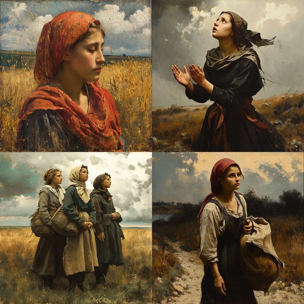 Jules Breton style, Midjourney V6, render 1 of 4
